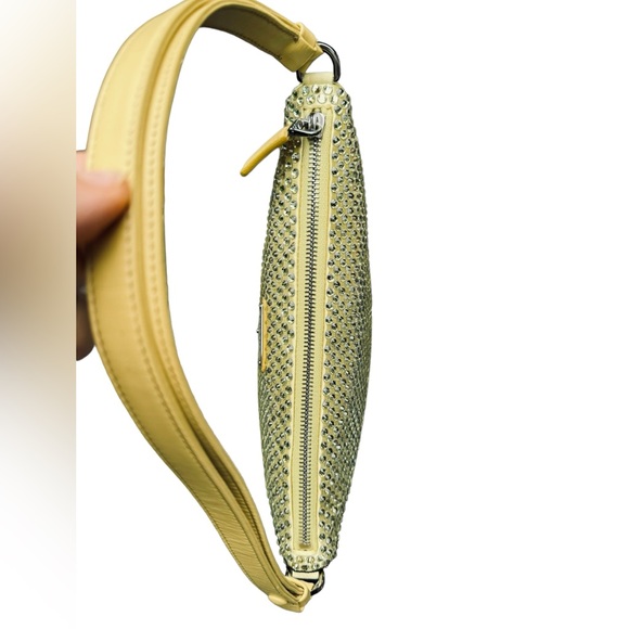 PRADA***Gold Crystal Pineapple Yellow Satin Triangle Bag***$2600 NWB - Picture 5 of 13